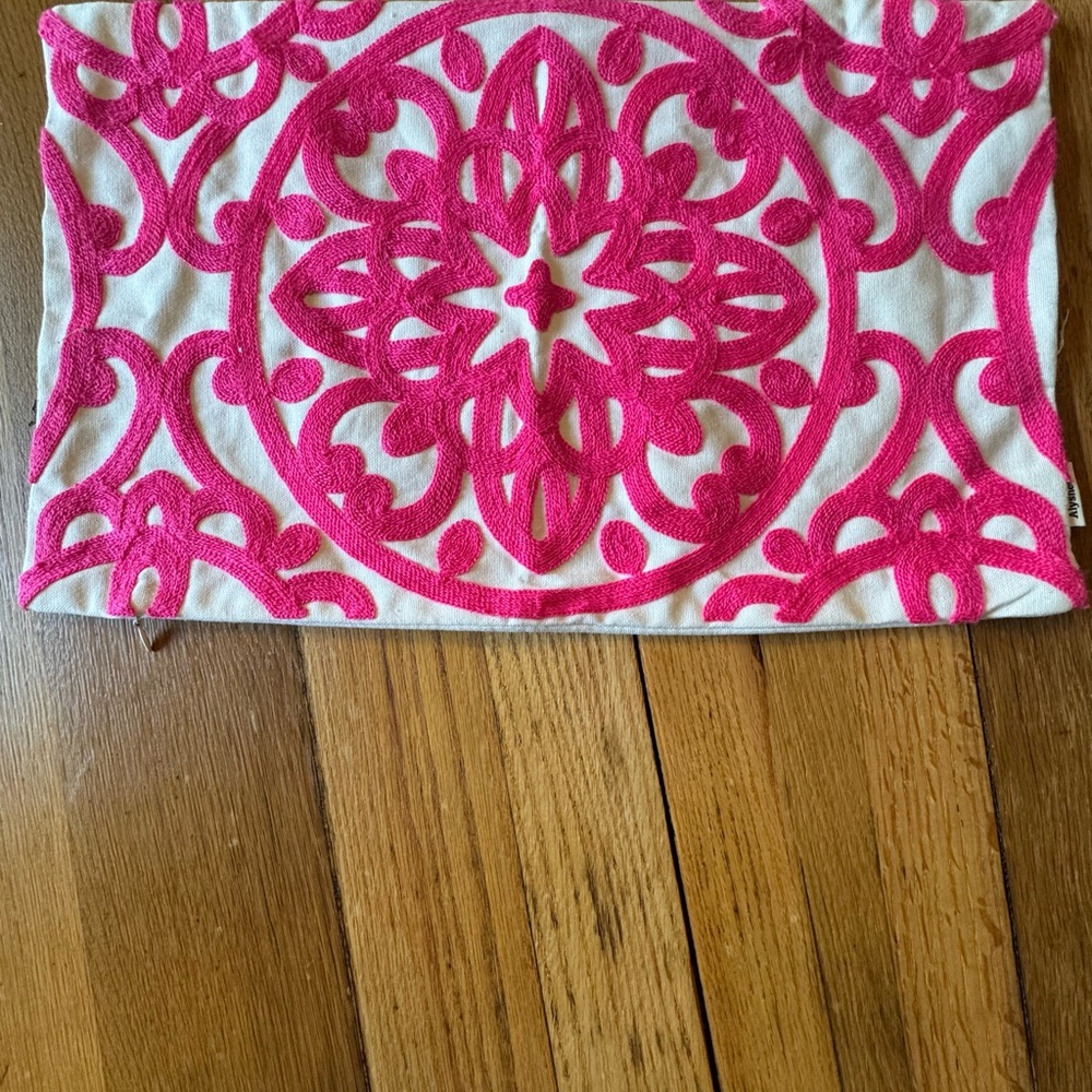 Pink and White Mandala Accent Pillow